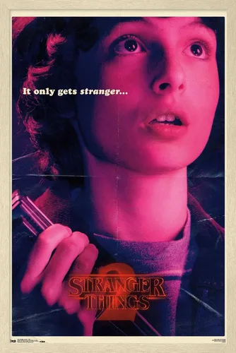 Vista 7 de Netflix Stranger Things: Temporada 2 - Póster de pared de Mike, 22.4 x 14.7 pulgadas, versión con marco de madera de Barnwood