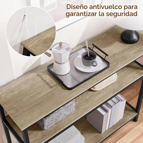 Vista 8 de Yaheetech - Mesa consola con estantes de 3 niveles, mesa de entrada, gris, 39.5 pulgadas