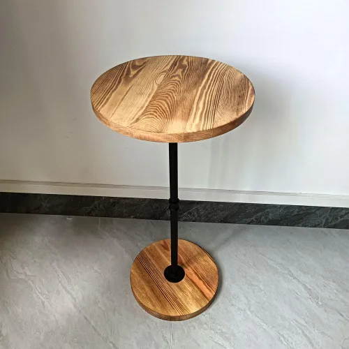 Vista 4 de Mesa auxiliar redonda: ideal para espacios pequeños, junto al sofá o cama, soporte para plantas o mesa de bebidas al aire libre