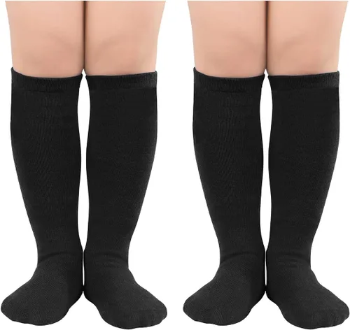 Vista 2 de Century Star Calcetines de fútbol de algodón para niños y jóvenes, calcetines de tubo suave, hasta la rodilla, calcetines deportivos largos