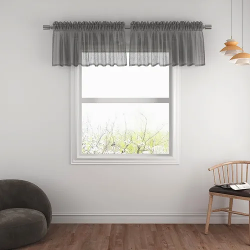Vista 110 de UPOPO Paneles de Cortina Beige Pequeños Cortinas Transparentes de Gasa de 16 Pulgadas de Largo Cortinas de Cocina de Voile con Textura de Lino