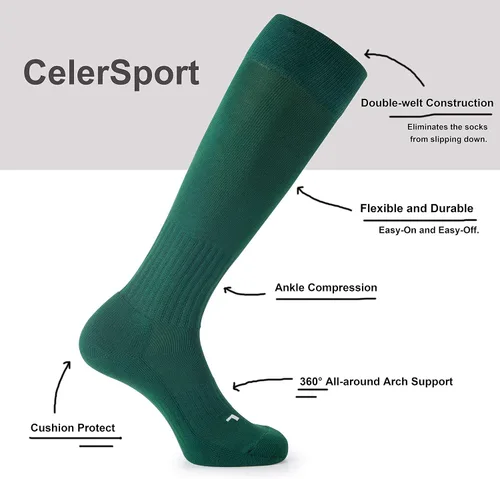 Vista 5 de CS CELERSPORT Pack de 23 calcetines de fútbol, sóftbol y béisbol para niños, jóvenes y adultos - Calcetines de compresión multideporte