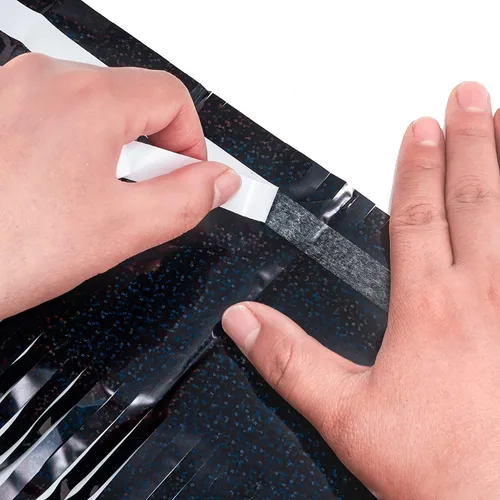 Vista 6 de Cortina de Flecos de Papel Aluminio para Decoración de Fiesta - Telón de Fondo Negro Azul Metálico de Oropel para Fotomatón, Cortinas de Serpentinas