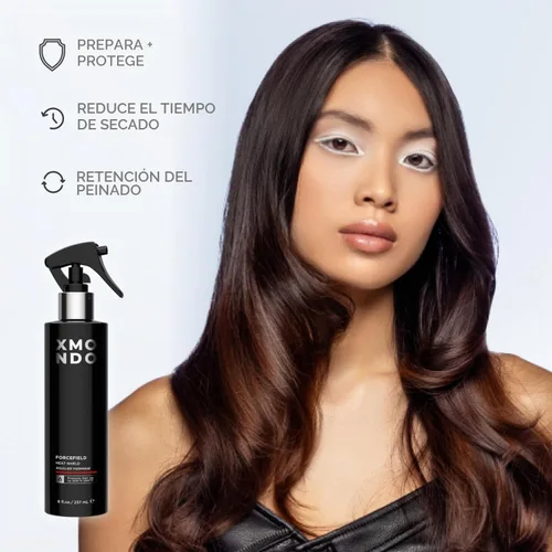 Vista 3 de XMONDO Protector térmico Hair Forcefield: protege, estiliza, brillo Protege hasta 500 °F y reduce el tiempo de secado