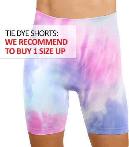 Vista 3 de Pantalones cortos de compresión sin costuras de cintura alta para mujer, teñido anudado y sólido, ideales para gimnasio, yoga, correr y fitness