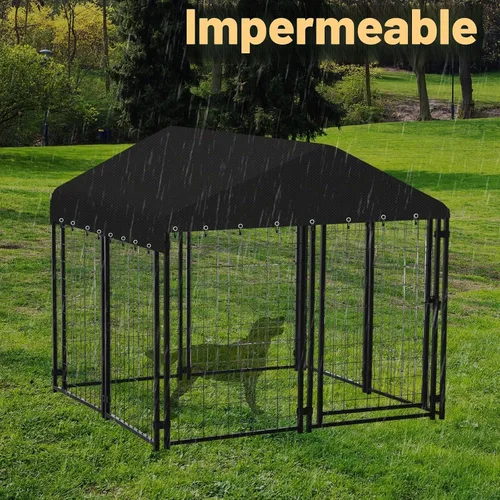 Vista 6 de Funda para perrera de 8.3 x 4.1 pies, tela Oxford resistente al agua 600D, cobertura completa, cubierta al aire libre, a prueba de lluvia, nieve