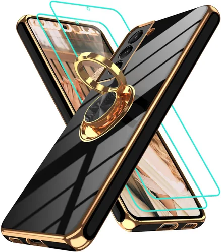 Vista 320 de Funda para Motorola Moto G 5G 2024: Funda Moto G Play 5G 2024 con 2 piezas de protectores de pantalla, soporte de anillo de rotación de 360°