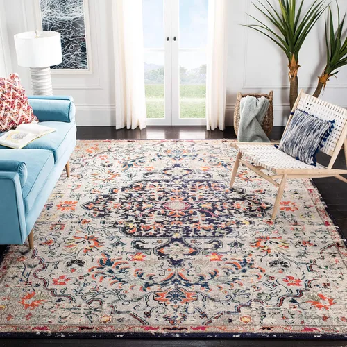 Vista 15 de SAFAVIEH Colección Madison MAD447B - Tapete bohemio con medallón antiguo y elegante, no desprende pelusa, para la sala, dormitorio, comedor