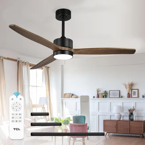 Vista 12 de TCL Ventilador de techo de madera natural de 52 pulgadas con luz y control