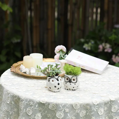 Vista 6 de Macetas de cerámica de búho, mini macetas de 3 pulgadas con soporte para lápiz de drenaje, bonita decoración, maceteros de flores, embalaje