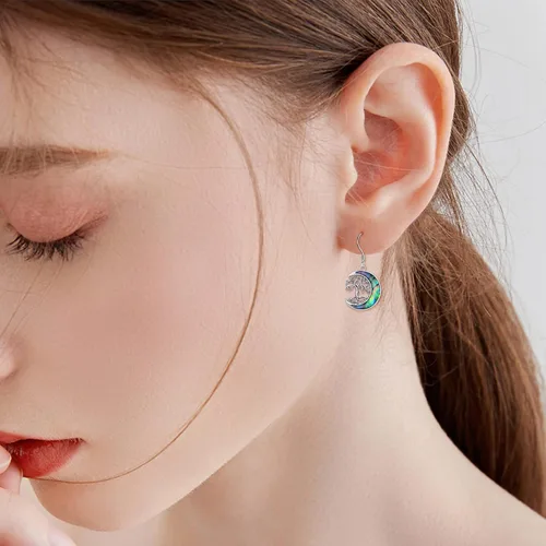 Vista 6 de ONEFINITY Aretes colgantes de plata de ley con el árbol de la vida para mujeres y niñas, regalos de Navidad