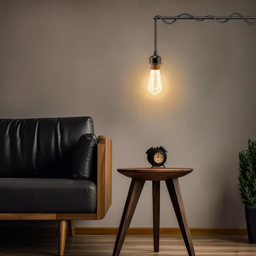 Vista 5 de Kit de 3 Luces Colgantes con Enchufe, E26/E27 Luces Colgantes Vintage con Cable de Enchufe, Kit de Luz Colgante Retro, Cable de 12 Pies