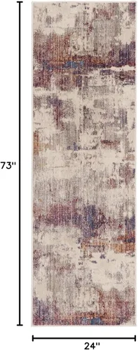 Vista 2 de Unique Loom Colección Deepa - Alfombra de área con diseño de nube (Runner 2 pies 0 pulgadas x 6 pies 0 pulgadas, multicolor / beige)