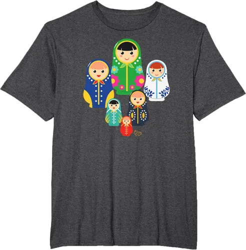 Vista 18 de Matryoshka Russian Nesting Dolls, Rusia - Camiseta de regalo, Azul / Patchwork, S
