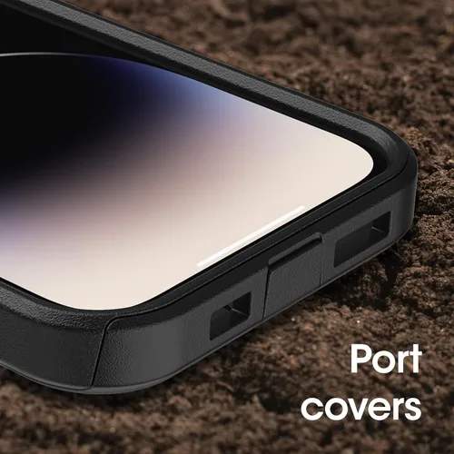 Vista 5 de OtterBox Funda para iPhone 14 Pro Commuter Series, negra, delgada y resistente, apta para bolsillo, con protección de puerto