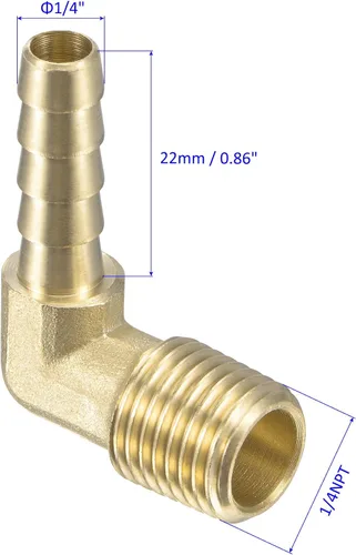 Vista 3 de M METERXITY Accesorios de púas de manguera de latón - Codo de 90 grados Conector de tubo de latón de 1/4 de pulgada Aplicar al gas de agua