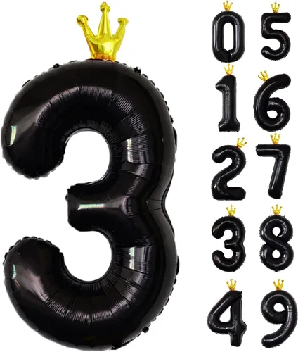 Vista 7 de Globo gigante negro número 0 con corona, 40 pulgadas