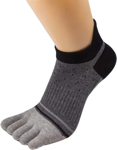 Vista 8 de Calcetines de dedo del pie para hombre, corte bajo, atléticos, de algodón, con 5 dedos divididos, paquete de 6