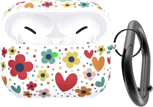 Vista 10 de Funda para Airpods Pro 2 con llavero, funda protectora de silicona suave rosa para Apple Airpods Pro Gen 2, LED frontal visible