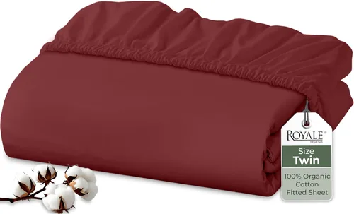 Vista 28 de Royale Linens Sábana bajera ajustable de 100% algodón orgánico - Tejido de percal - Sábanas bajeras de bolsillo profundo súper suaves - Sábana
