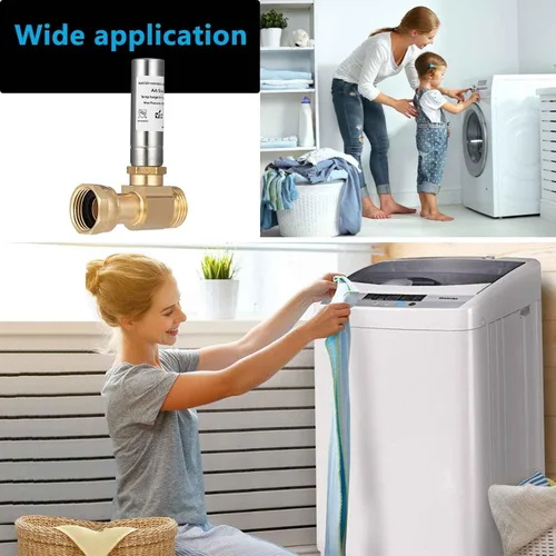 Vista 6 de Paquete de 2 pararrayos de martillo de agua, lavadora 3/4 absorbe golpes y reduce el ruido, lavadora de lavandería, válvula de golpeo, manguera
