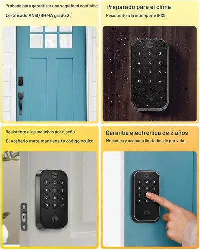 Vista 5 de Yale Assure Lock 2 Touch Deadbolt, Cerradura de pestillo de níquel satinado para puerta de entrada inteligente con teclado táctil conectado Z-Wave