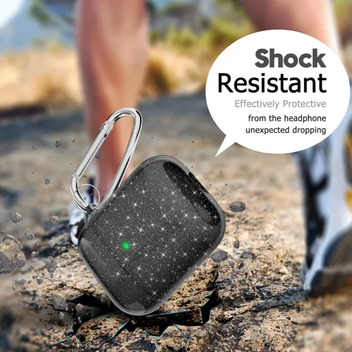 Vista 5 de Svanove Funda para Airpods Transparente con Purpurina, Funda Brillante y Bonita para Airpods de 1ª y 2ª Generación con Llavero, Carcasa Rígida