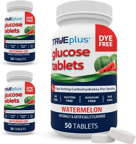 Vista 40 de TRUEplus® Tabletas de glucosa, sabor surtido (uva, frambuesa, naranja), botella de 50 unidades (1) Chewable Tablets, 15g Fast-Acting