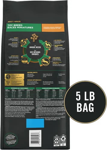 Vista 7 de Purina Pro Plan Toy Breed - Alimento para perros, fórmula de pollo y arroz con probióticos vivos garantizados, bolsa de 5 libras
