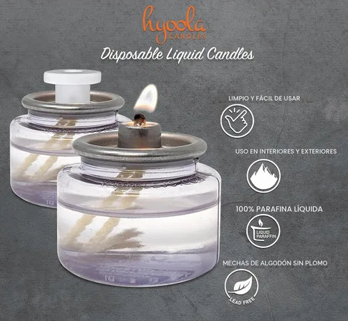 Vista 3 de Hyoola Velas líquidas – Velas de té de parafina desechables de 8 horas – Paquete de 12 – Velas de emergencia y restaurante