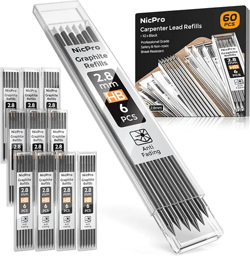 Vista 8 de Nicpro 24 Piezas de Recarga de Plomo para Lápices de Carpintero 2.8mm, Plomo Resistente a las Roturas para Lápices de Construcción y Carpintería