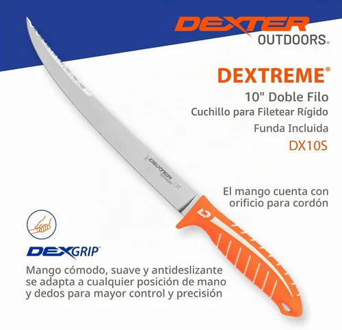 Vista 5 de Dexter Outdoors Dextreme Cuchillo de filete rígido de 10 pulgadas de doble filo Incluye funda