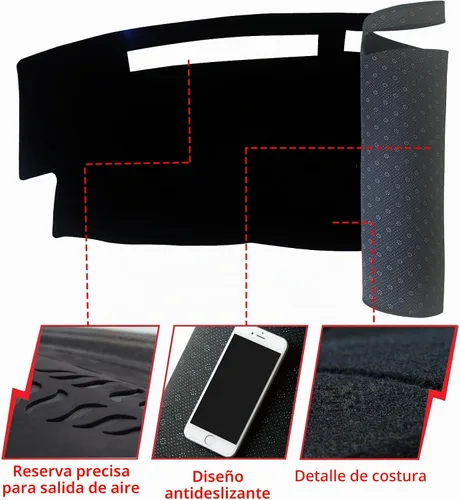 Vista 2 de Tapete antideslizante para tablero de instrumentos compatible con Nissan Titan 2004-2012, protector solar (borde negro)