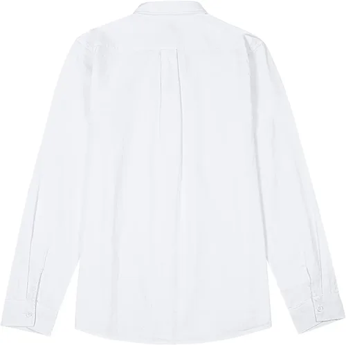 Vista 4 de JEKAOYI Camisas de lino con botones para hombre, estilo casual, manga larga, ajuste regular, de algodón, con bolsillo