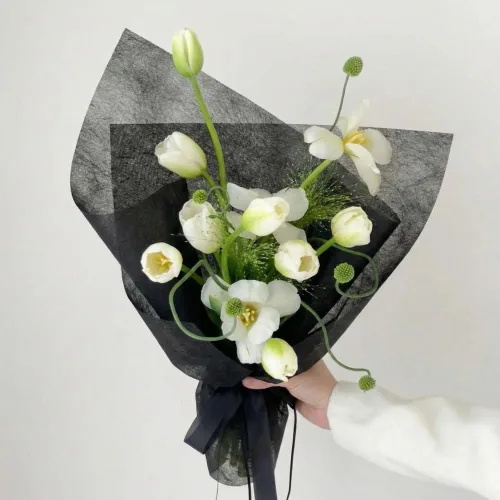 Vista 2 de BBJ WRAPS Papel de flores de algodón coreano, no tejido, impermeable, para ramo floral, papel de seda para suministros de floristería, 22.8 x 22.8