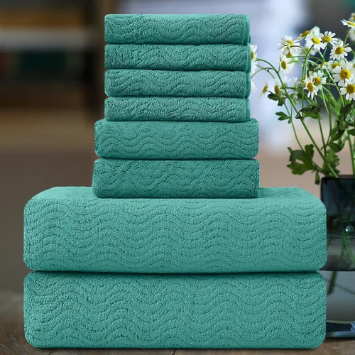 Vista 20 de Smuge Juego de toallas de baño texturizadas ultrasuaves de 8 piezas para baño, ducha, piscina, cocina, secado rápido, ligeras y altamente