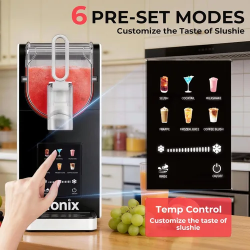 Vista 3 de Máquina de granizado no necesita hielo, máquina de granizado de 64 onzas para el hogar con función de limpieza automática, máquina comercial