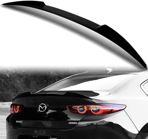 Vista 6 de HYPERSPEED W-Power - Kit de labio trasero con tapa de alerón de maletero ABS estilo V para Mazda 3 Mazda3 Sedan 2019 2020 2021 2022 2023 2024 2025