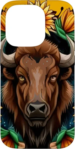 Vista 17 de American Bison with Sunflower Wreath Kansas State Tattoo Art Case for iPhone XR