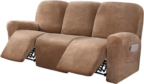Vista 17 de Funda para sofá reclinable de 8 piezas, terciopelo elástico para sofá reclinable de 3 plazas, funda suave y gruesa para sofá reclinable, protector