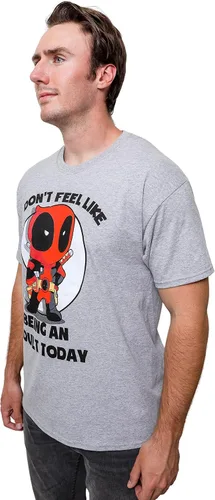 Vista 4 de Marvel Camiseta Deadpool Don't Feel Like Being an Adult, Gris jaspeado