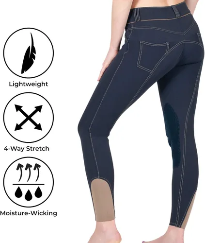 Vista 2 de ELATION EuroSeat - Pantalones de equitación de platino Brooklyn de cintura alta para mujer