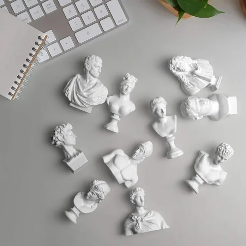 Vista 3 de Garwor Juego de 10 mini figuras de mitología griega, escultura de resina de fama mundial, estatua de busto, decoración artística para oficina
