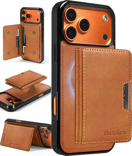 Vista 9 de Dssairo Funda magnética para iPhone 17 Pro Max desmontable compatible con MagSafe con 5 tarjeteros 2 en 1 con bloqueo RFID, ranuras de crédito