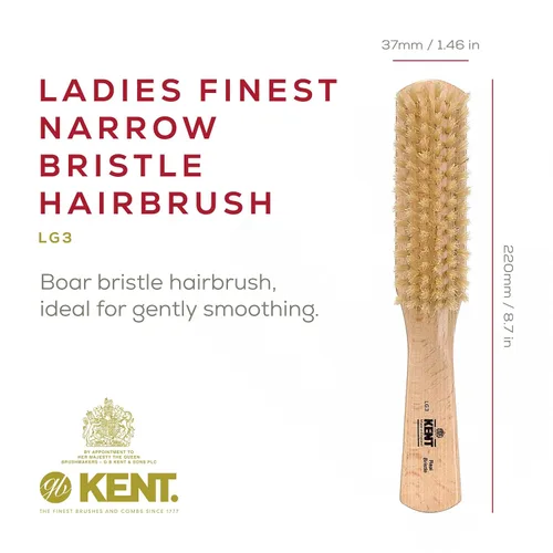 Vista 2 de Kent LG3 - Cepillos para el cabello más finos para mujeres, cepillo estrecho de madera de haya natural y cerdas de jabalí, para cabello fino
