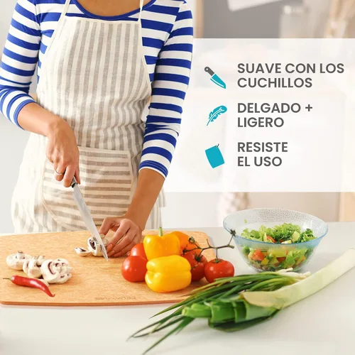 Vista 4 de Tabla de cortar apta para lavavajillas para cocina, tabla de cortar grande de madera compuesta, delgada y ligera, resistente al calor, sin BPA