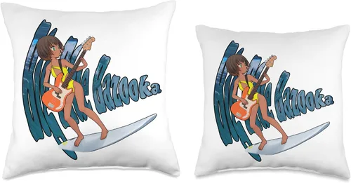 Vista 3 de Big Blue Bazooka Surfer Girl - Almohada (16 x 16 pulgadas), multicolor