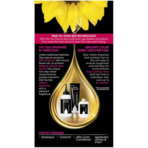 Vista 2 de Garnier Olia Tinte de cabello sin amoníaco [5.60] rojo granate medio, 1 unidad 5.6 Rojo granate medio
