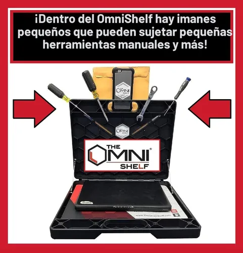 Vista 6 de La estación de trabajo portátil OmniShelf, caja de herramientas magnética, soporte para laptop con capacidad de 50 libras, estación de trabajo manos