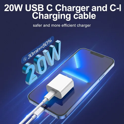 Vista 3 de Paquete de 4 cargadores rápidos para iPhone [certificado Apple MFi] 2 piezas de bloque de cargador de pared tipo C de Apple con 2 cables USB C a